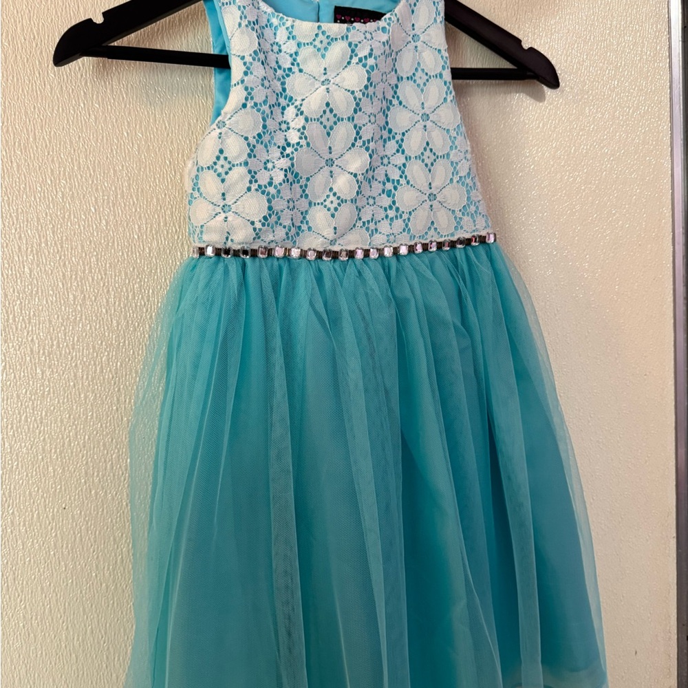 Elegant Blue Floral Kids Dress